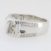 Men's Sterling Silver Semi Mount Ring Setting Oval OV 7x5mm - Syzjewelry